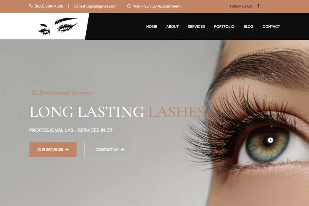 Portfolio Lago to Go Upscale Eyelash Studio in East Hartford CT - web designer in connecticut